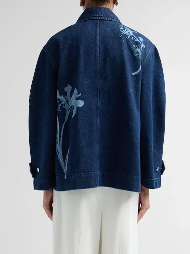 Erdem Women's Indigo Denim Floral Jacket - Tattoo Elements Mid Blue Wash - Size Medium | Thumbnail 3