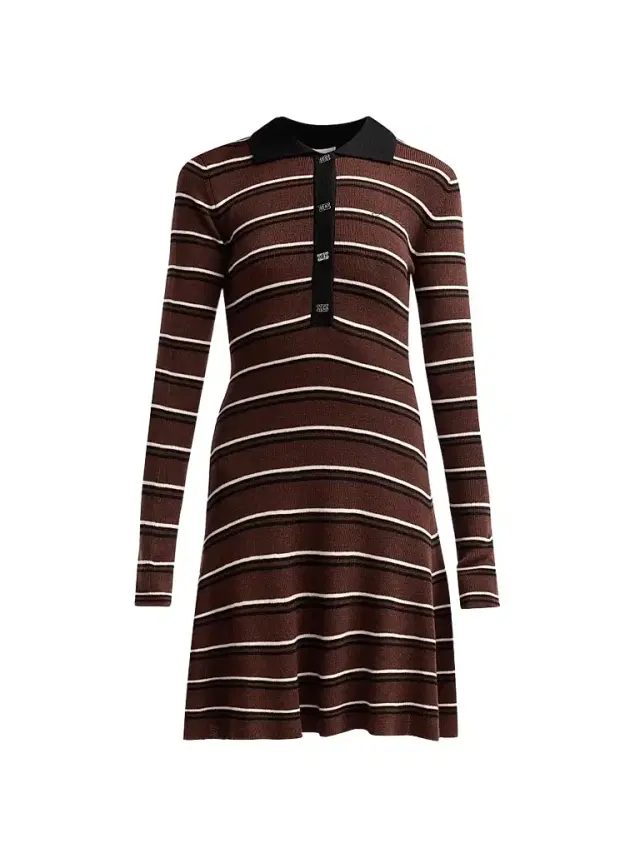 Ganni Women's Stripe Wool Polo Mini Dress