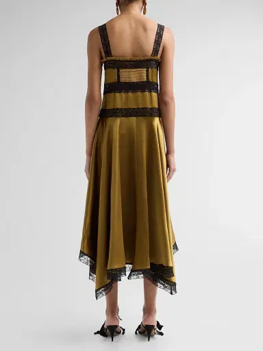 Ganni Women's Fluid Satin Long Slip Dress - Ecru Olive - Size 14 | Thumbnail 3 Ganni Women's Fluid Satin Long Slip Dress - Ecru Olive - Size 14 | Thumbnail 3
