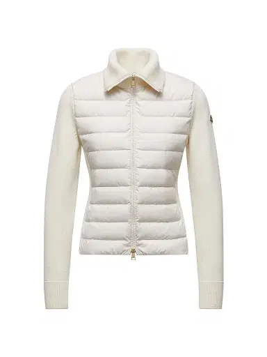 Moncler Women's Down Filled Zip Up Cardigan in Wool - White - Size XL | Thumbnail 1