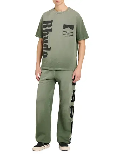 Rhude Men's Logo Pocket T-Shirt - Washed Olive Black - Size XS | Thumbnail 2