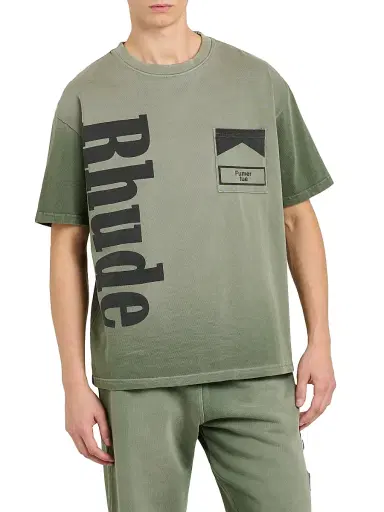 Rhude Men's Logo Pocket T-Shirt - Washed Olive Black - Size XS | Thumbnail 3