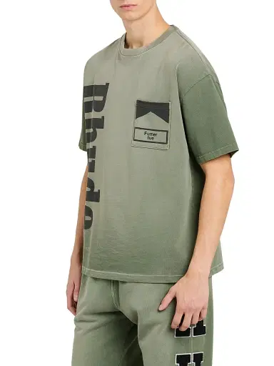 Rhude Men's Logo Pocket T-Shirt - Washed Olive Black - Size XS | Thumbnail 4