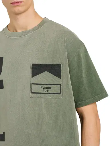 Rhude Men's Logo Pocket T-Shirt - Washed Olive Black - Size XS | Thumbnail 6