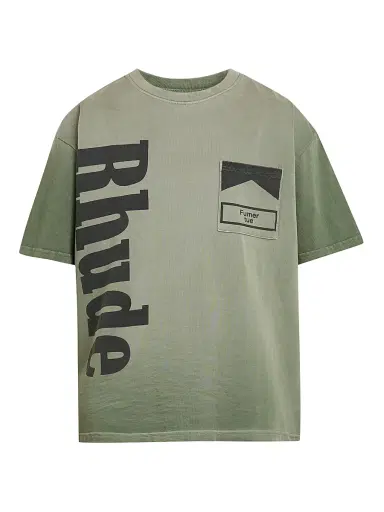 Rhude Men's Logo Pocket T-Shirt - Washed Olive Black - Size XS | Thumbnail 1