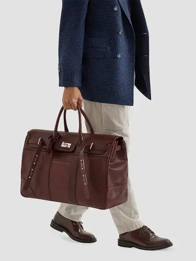 Brunello Cucinelli Men's Calfskin Country Weekender Bag | Thumbnail 2 Brunello Cucinelli Men's Calfskin Country Weekender Bag | Thumbnail 2