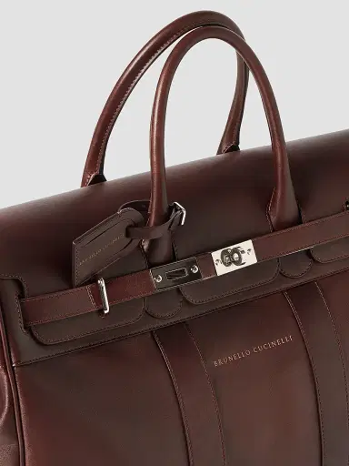 Brunello Cucinelli Men's Calfskin Country Weekender Bag | Thumbnail 4 Brunello Cucinelli Men's Calfskin Country Weekender Bag | Thumbnail 4