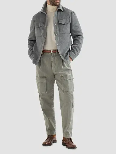 Brunello Cucinelli Men's Lightweight Virgin Wool Cloth Shirt-Style Outerwear Jacket - Grey - Size 44 | Thumbnail 6 Brunello Cucinelli Men's Lightweight Virgin Wool Cloth Shirt-Style Outerwear Jacket - Grey - Size 44 | Thumbnail 6