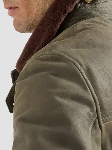 Brunello Cucinelli Men's Waxed Shearling Bomber Jacket with Shearling Collar - Military - Size XXXXL | Thumbnail 5