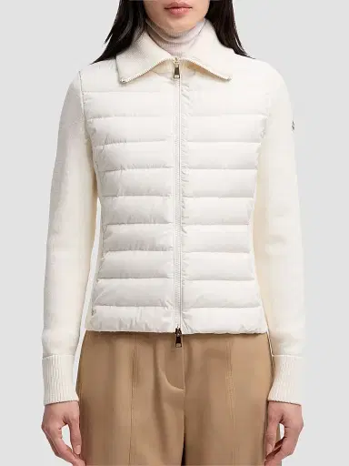 Moncler Women's Down-Filled Cardigan in Wool - White - Size XS | Thumbnail 2