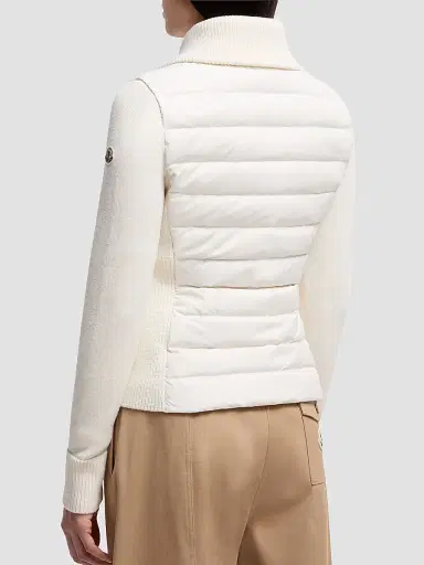 Moncler Women's Down-Filled Cardigan in Wool - White - Size XS | Thumbnail 3