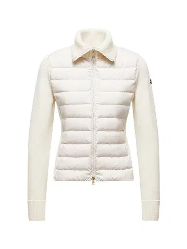 Moncler Women's Down-Filled Cardigan in Wool - White - Size XS | Thumbnail 1