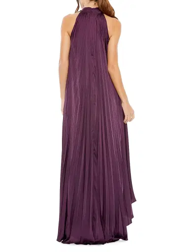 Mac Duggal Women's Pleated Halter High-Low Gown | Thumbnail 2