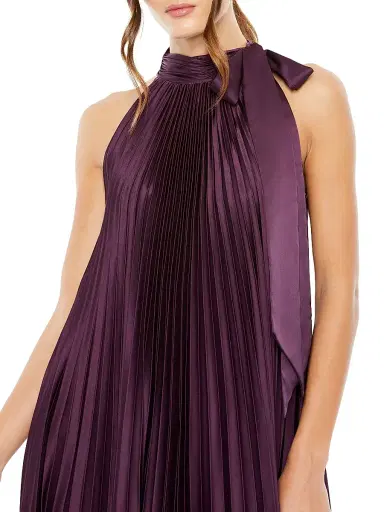 Mac Duggal Women's Pleated Halter High-Low Gown | Thumbnail 3
