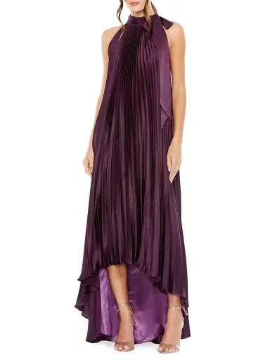 Mac Duggal Women's Pleated Halter High-Low Gown | Thumbnail 1