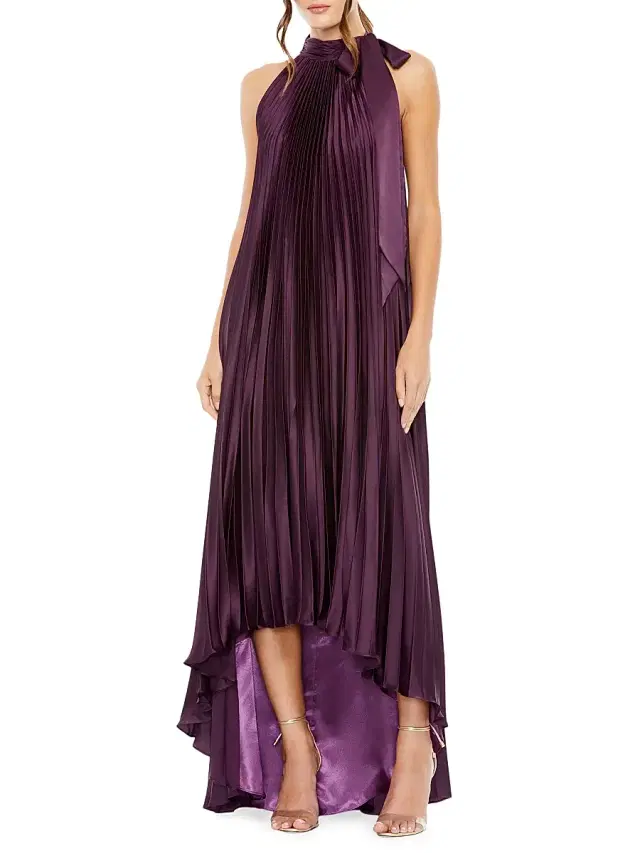 Mac Duggal Women's Pleated Halter High-Low Gown - Plum