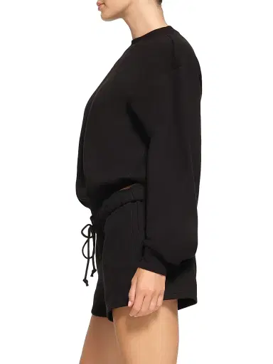 Skims Women's Cotton Fleece Classic Crewneck - Onyx - Size Small | Thumbnail 3