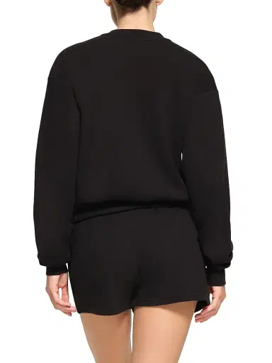 Skims Women's Cotton Fleece Classic Crewneck - Onyx - Size Small | Thumbnail 4