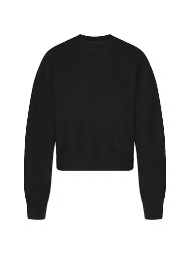 Skims Women's Cotton Fleece Classic Crewneck - Onyx - Size Small | Thumbnail 1