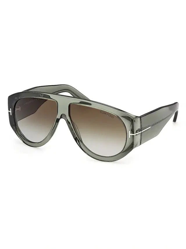 TOM FORD Men's Bronson 60MM Pilot Sunglasses - Light Green Gradient Smoke