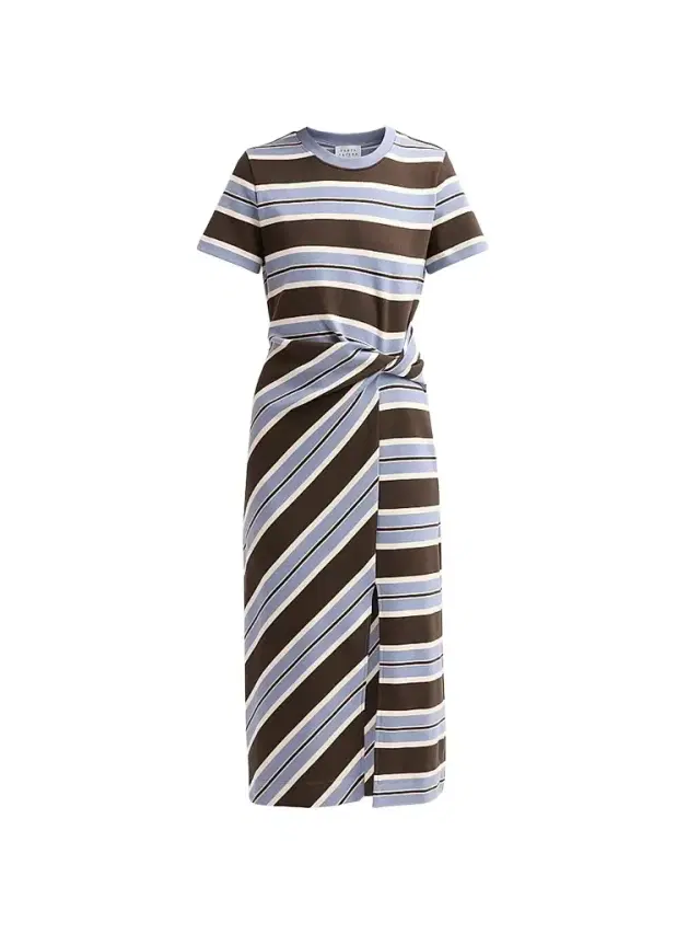 Tanya Taylor Women's Cody Striped Stretch-Cotton Crewneck Midi Dress - Dark Fig Winter