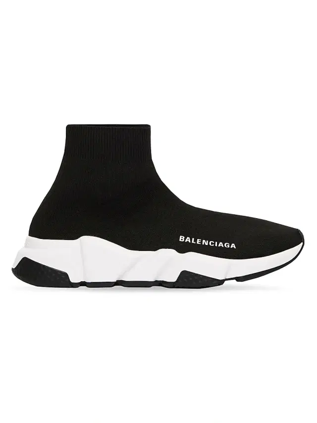 Balenciaga Men's Speed Recycled Knit Sneakers - Black White