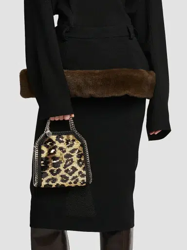 Stella McCartney Women's Falabella Mini Leopard-Beaded Top Handle Bag | Thumbnail 2 Stella McCartney Women's Falabella Mini Leopard-Beaded Top Handle Bag | Thumbnail 2
