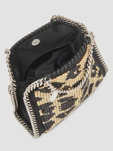 Stella McCartney Women's Falabella Mini Leopard-Beaded Top Handle Bag | Thumbnail 4 Stella McCartney Women's Falabella Mini Leopard-Beaded Top Handle Bag | Thumbnail 4