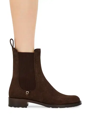 Ferragamo Women's Briuli 20MM Suede Chelsea Boots - Testa Di Moro - Size 11 | Thumbnail 2