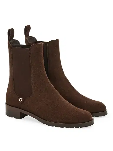 Ferragamo Women's Briuli 20MM Suede Chelsea Boots - Testa Di Moro - Size 11 | Thumbnail 3