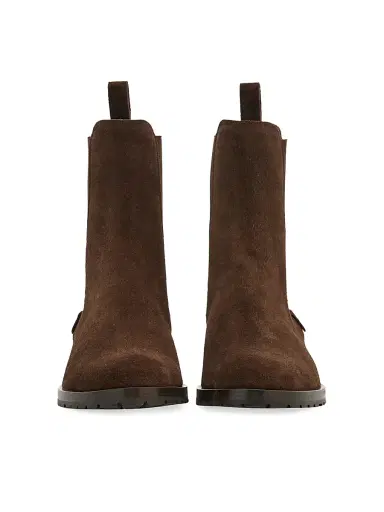Ferragamo Women's Briuli 20MM Suede Chelsea Boots - Testa Di Moro - Size 11 | Thumbnail 4