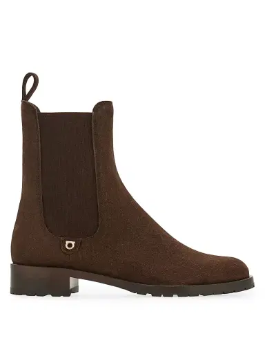 Ferragamo Women's Briuli 20MM Suede Chelsea Boots - Testa Di Moro - Size 11 | Thumbnail 1