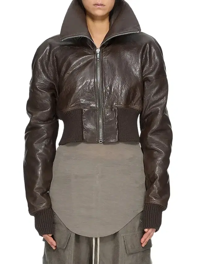 Rick Owens Women's Dracuflight Leather Zip-Up Bomber Jacket - Grease