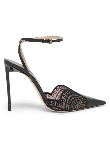 Tom Ford Women's 105MM Patent Leather & Lace Pumps - Black - Size 10.5 | Thumbnail 1 Tom Ford Women's 105MM Patent Leather & Lace Pumps - Black - Size 10.5 | Thumbnail 1