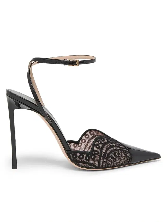 Women's 105MM Patent Leather & Lace Pumps - Black - Size 10.5