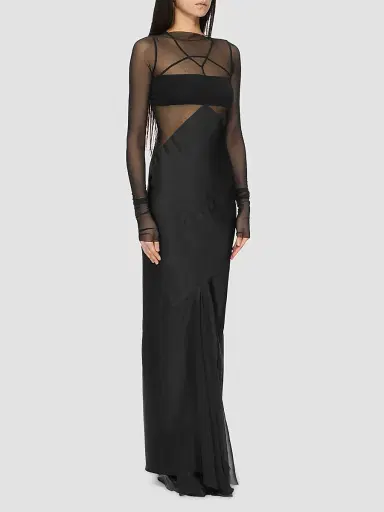 Rick Owens Women's Semi-Sheer Seamed Combo Gown - Black - Size 10 | Thumbnail 2