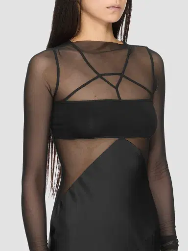 Rick Owens Women's Semi-Sheer Seamed Combo Gown - Black - Size 10 | Thumbnail 3