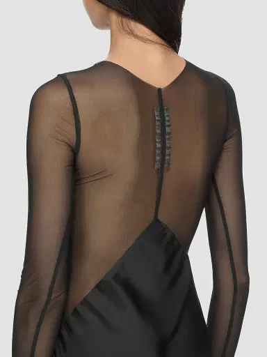 Rick Owens Women's Semi-Sheer Seamed Combo Gown - Black - Size 10 | Thumbnail 4