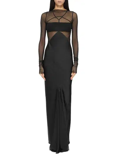 Rick Owens Women's Semi-Sheer Seamed Combo Gown - Black - Size 10 | Thumbnail 1