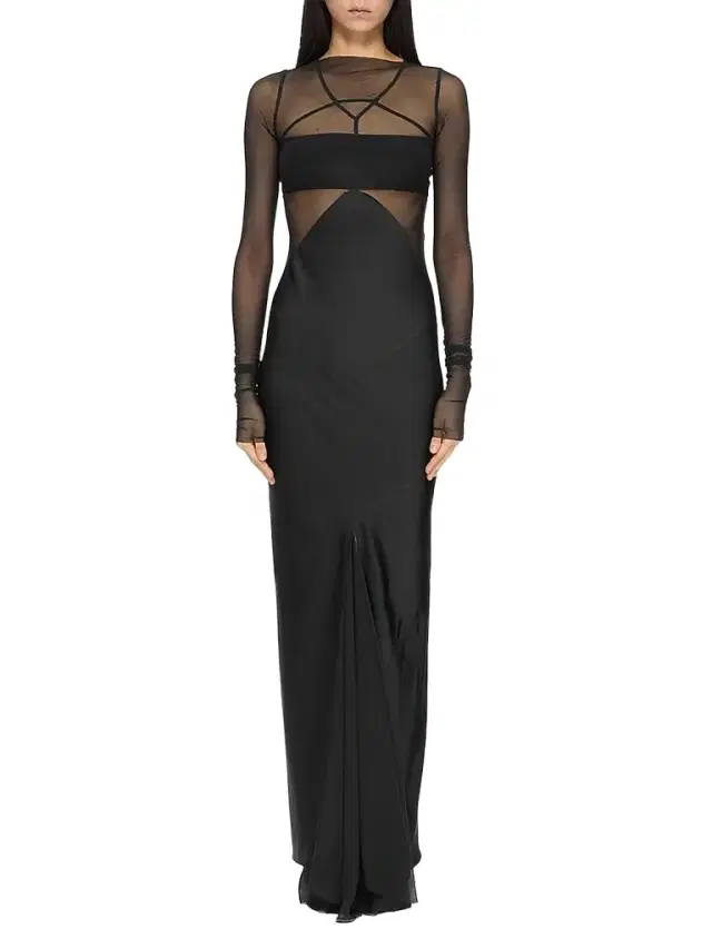 Rick Owens Women's Semi-Sheer Seamed Combo Gown - Black