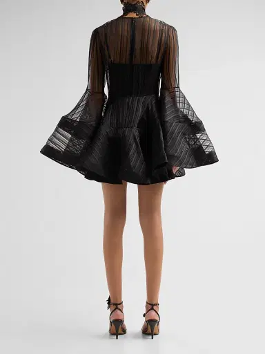 Zimmermann Women's Valiant Lantern Mini Dress - Black - Size 8 | Thumbnail 3 Zimmermann Women's Valiant Lantern Mini Dress - Black - Size 8 | Thumbnail 3