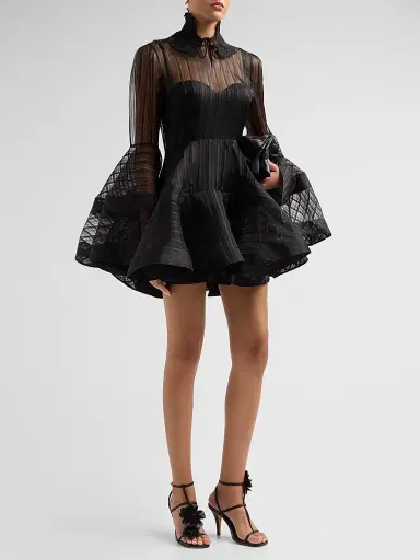 Zimmermann Women's Valiant Lantern Mini Dress - Black - Size 8 | Thumbnail 4 Zimmermann Women's Valiant Lantern Mini Dress - Black - Size 8 | Thumbnail 4