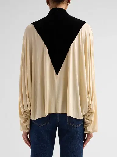 Zimmermann Women's Valiant Velvet & Jersey Batwing Top - Black Cream - Size 8 | Thumbnail 3