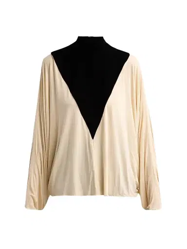 Zimmermann Women's Valiant Velvet & Jersey Batwing Top - Black Cream - Size 8 | Thumbnail 1