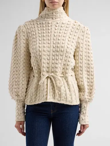 Zimmermann Women's Valiant Wool Bauble Sweater - Cream - Size 8 | Thumbnail 5