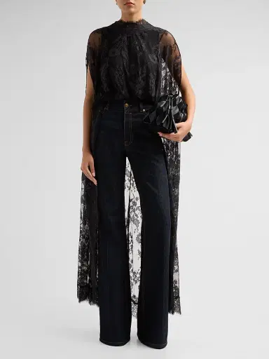 Zimmermann Women's Valiant Lace Cape Top - Black - Size 8 | Thumbnail 2