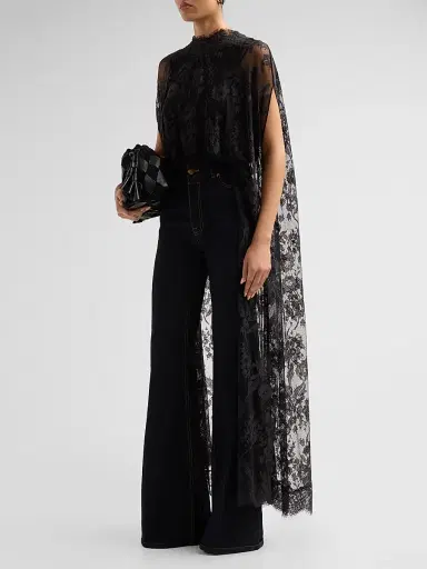 Zimmermann Women's Valiant Lace Cape Top - Black - Size 8 | Thumbnail 4