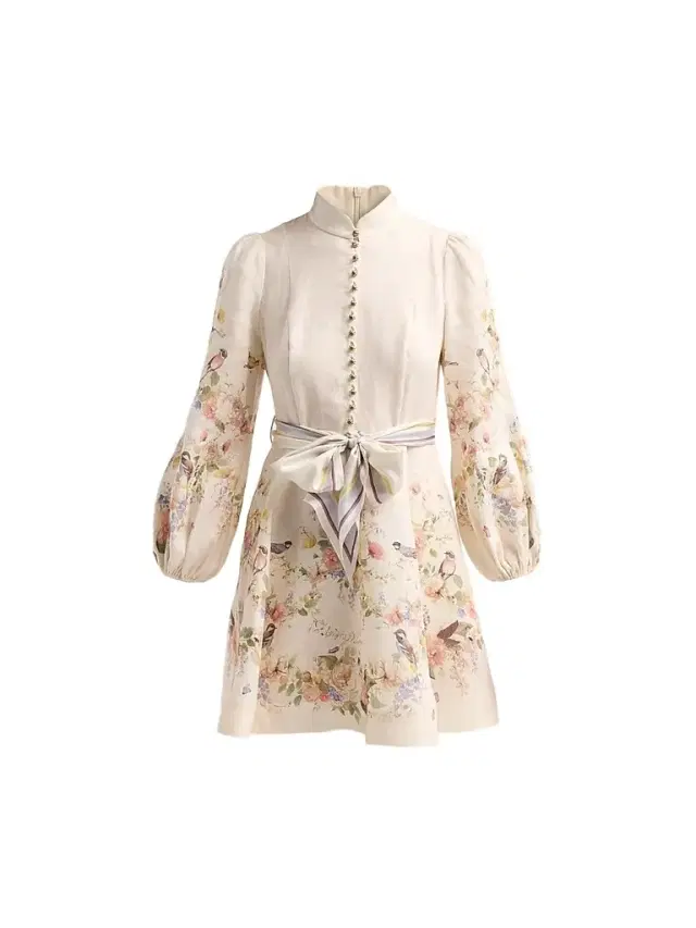 Zimmermann Women's Valiant Floral Linen Button Mini Dress - Cream Bouquet
