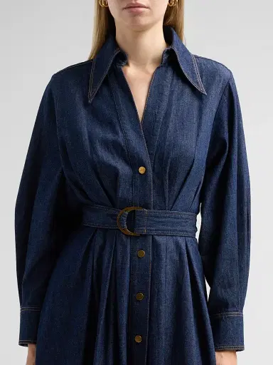 Zimmermann Women's Denim Belted Midi Shirtdress - Harbour Blue - Size 10 | Thumbnail 5 Zimmermann Women's Denim Belted Midi Shirtdress - Harbour Blue - Size 10 | Thumbnail 5