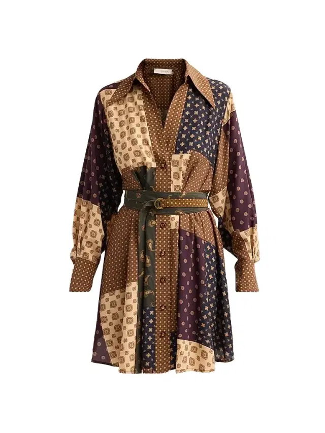 Zimmermann Women's Patchwork Tuck Mini Dress - Geo Patch Print